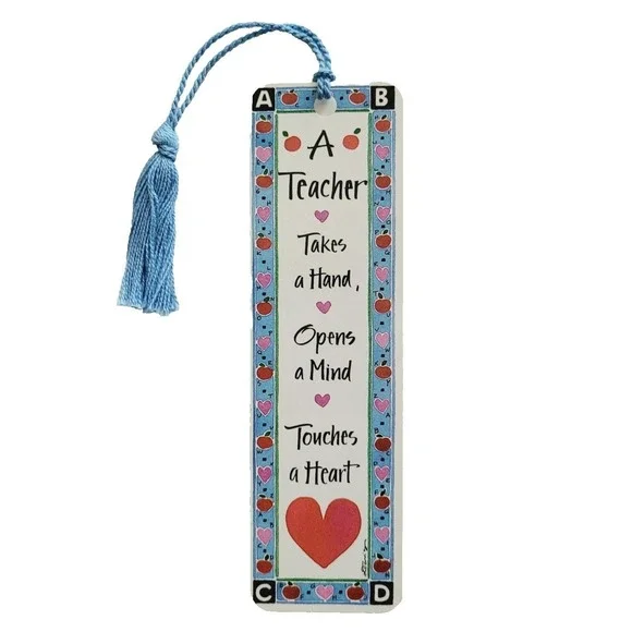 Vintage 90s Kathy Davis Teacher Hand Heart Mind Bookmark gift 1995 Artworks KD04