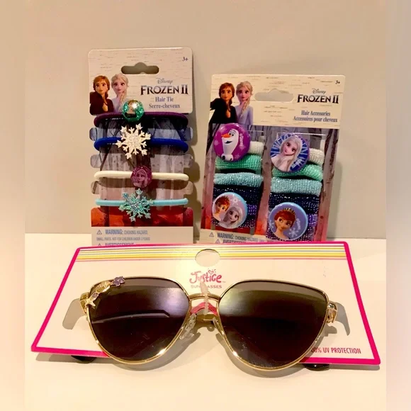 3 Pcs Girls /Justice Sunglasses & Disney Frozen II NWT