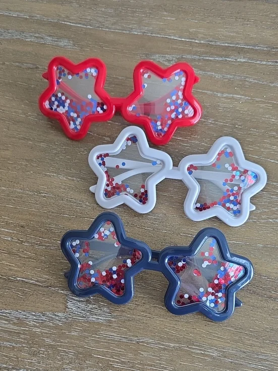 Kids Star-Shaped Confetti Sunglasses - Red, White, Navy