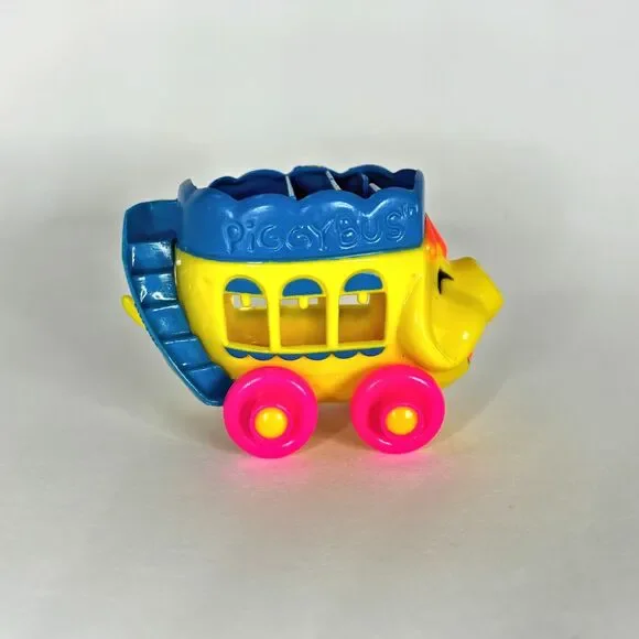 1960s Vintage Mattel Upsy Downsy Piggy Bus Plastic Made Hong Kong Toy