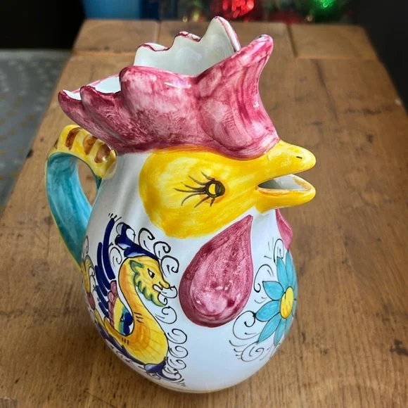 Williams Sonoma Nova Deruta Rooster Pitcher