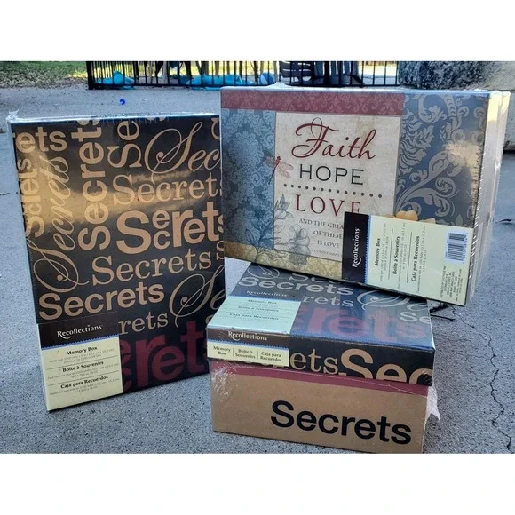 Set Of 3~RECOLLECTIONS Memory‎ Boxes●Holds over 1000 (4x6) PER BOX●SECRETS/HOPE