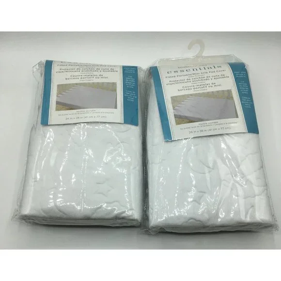 Koala Baby Essentals Fitted Portable/Mini Crib Pad Cover 2 Pkgs NEW