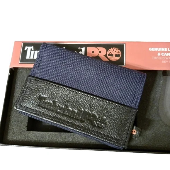 Timberland Pro Leather & Canvas Wallet - New - Blue & Black