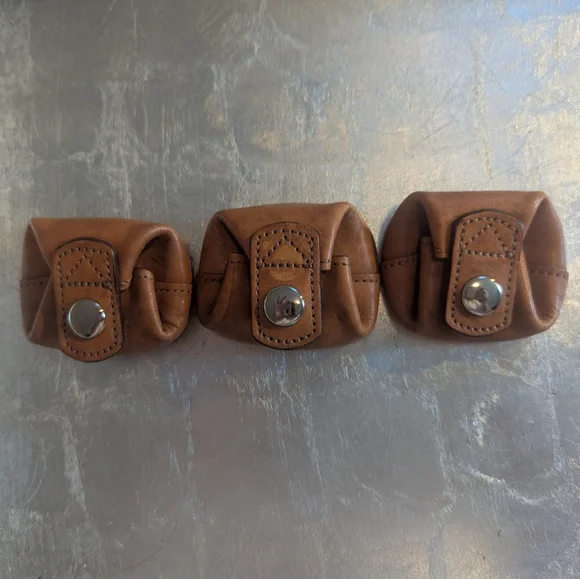 Brown Leather Pouch Set Coin Purse Small Things Jewelry Case