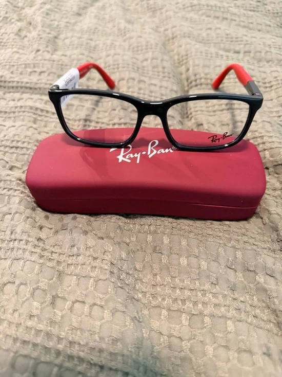Ray-Ban Black Frame with Red Temples Eyeglasses