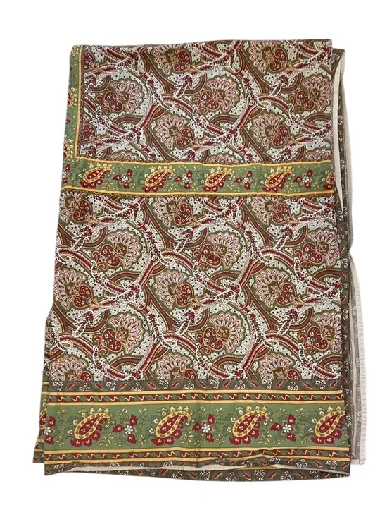 Williams Sonoma Provence Tablecloth Brown Green French Paisley Autumn 70x90