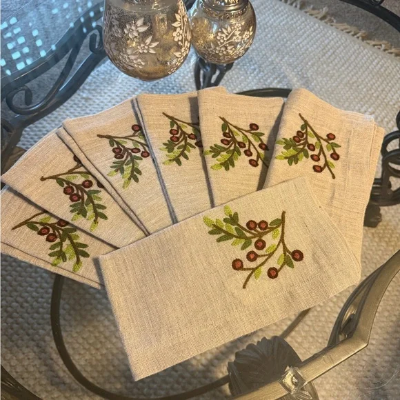 Williams Sonoma Linen Fabric with Embroidery