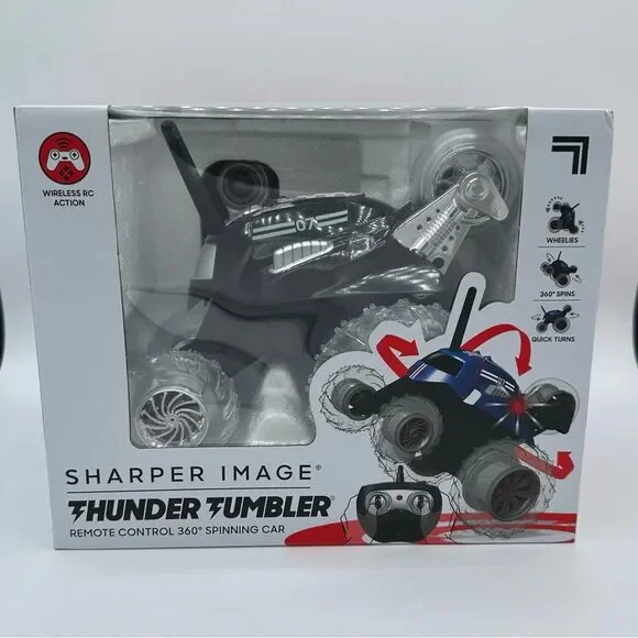 NEW- SHARPER IMAGE® THUNDER TUMBLERREMOTE CONTROL 360° SPINNING CAR BLACK