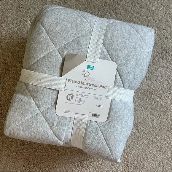 NITORI cotton fitted mattress quilted pad King size NWT