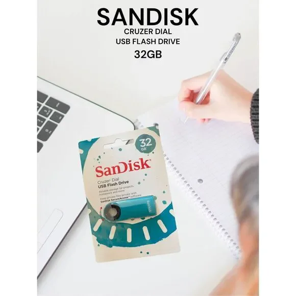 NWT SanDisk Cruzer Dial USB 2.0 Flash Drive, 32GB