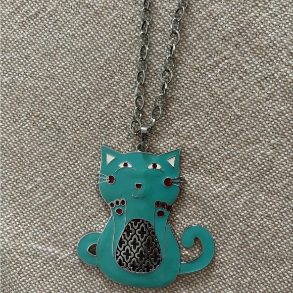 Turquoise‎ Cat Pendant Necklace