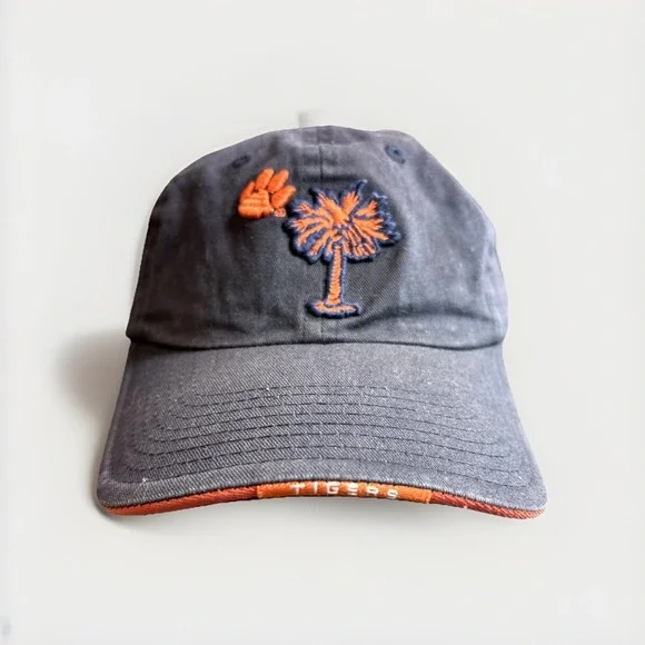 Vintage Tigers Hap Colosseum Cap Embroidered Blue Orange Paw Palm Tree Strapback