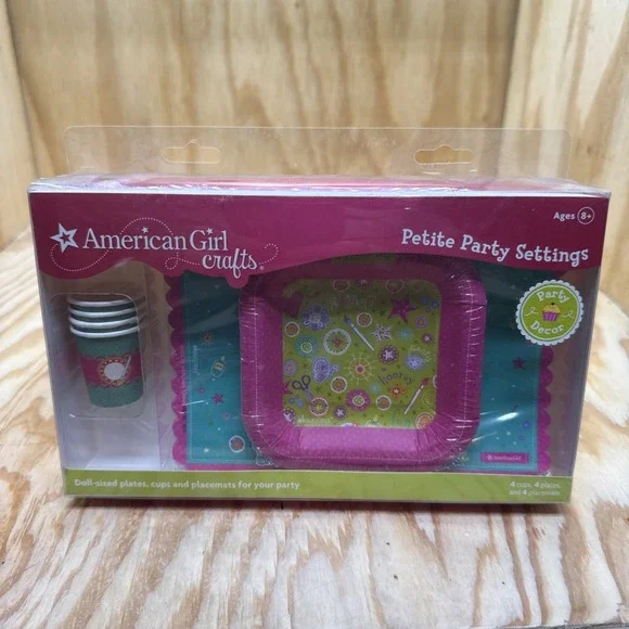 American Girl Doll Party‎ Set Plates Cups Placemats New in Box Accessories