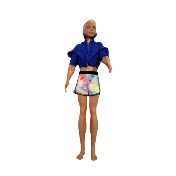 Vintage Ken‎ Doll in Blue Jacket & Tie-Dye Shorts Barbie 1980s Fashion