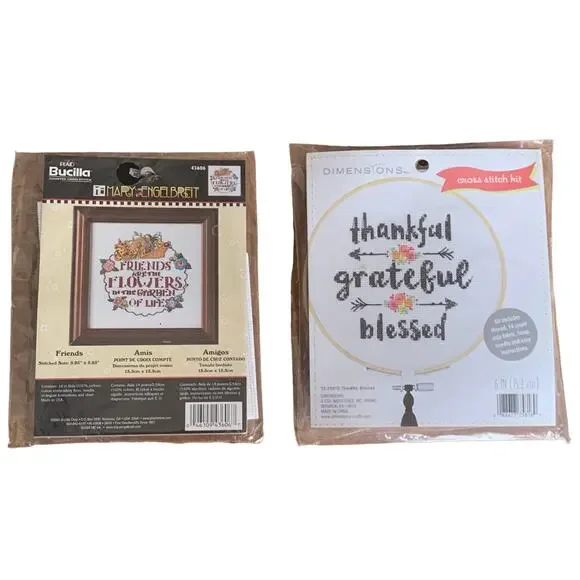 Bucilla Mary Engelbreit and Dimensions Small Cross Stitch Kits Set of 2 NIP