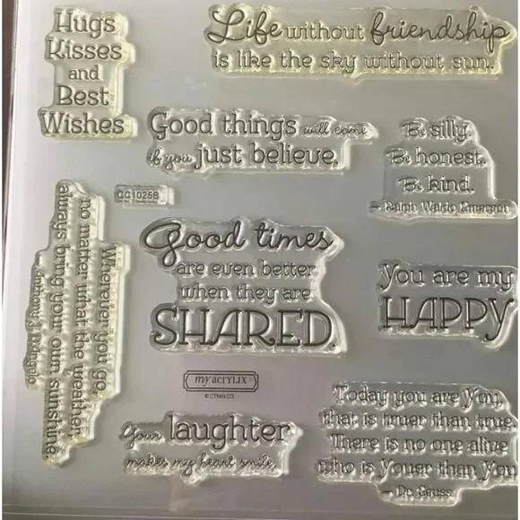 Close To My Heart Clear Sentiment Phrase Stamp Set Life, Good Times, Hugs