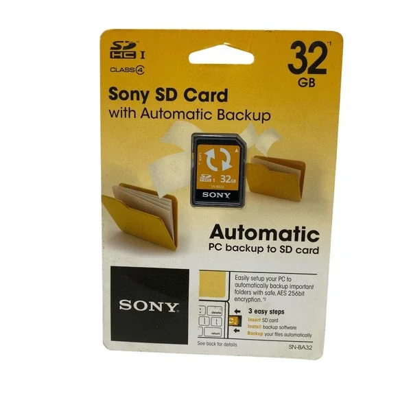 Sony 32GB SDHC Class 4 Memory Card Automatic PC Backup SN-BA32 NEW