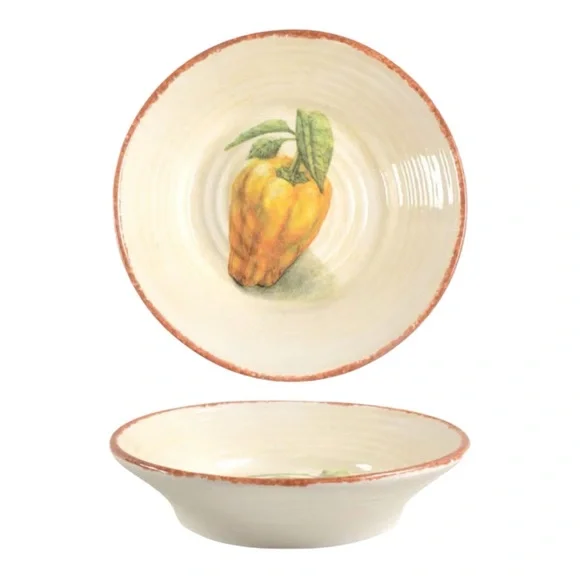 Williams Sonoma Jardin Potager individual Pasta Bowl yellow pepper made in Italy