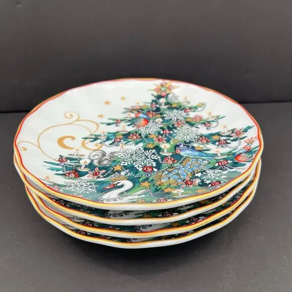 NWOT 4 Williams-Sonoma Twas The Night Before Christmas Salad Plate Tree.