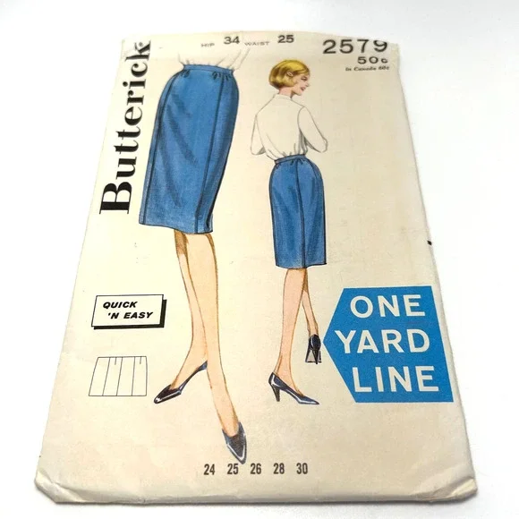 Butterick Vintage 1960's Pattern #2579 Misses Match Box Skirt‎ Waist 25 HTF