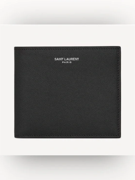 Saint Laurent Black Pebbled Leather Card Sleeve