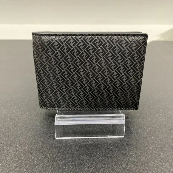 Fendi Black Micro FF Embossed Bi-Fold Wallet (JB1332)