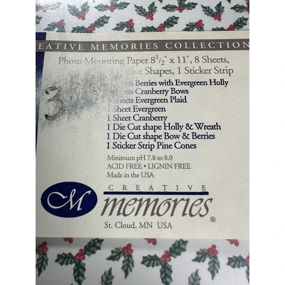 Creative Memories 8 1/2 X 11 Xmas Photo Mounting Kit Paper, Stickers