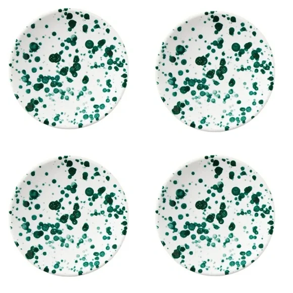 WILLIAMS SONOMA NWT 100% double melamine salad plates -green speckle -6 7/8”