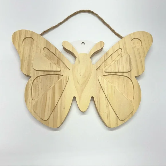 NWT Paint it Yourself Natural Wood Butterfly Wall Decor