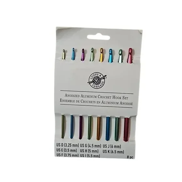 Loops & Threads Anodized Aluminum Crochet Hook 8 Piece Set
