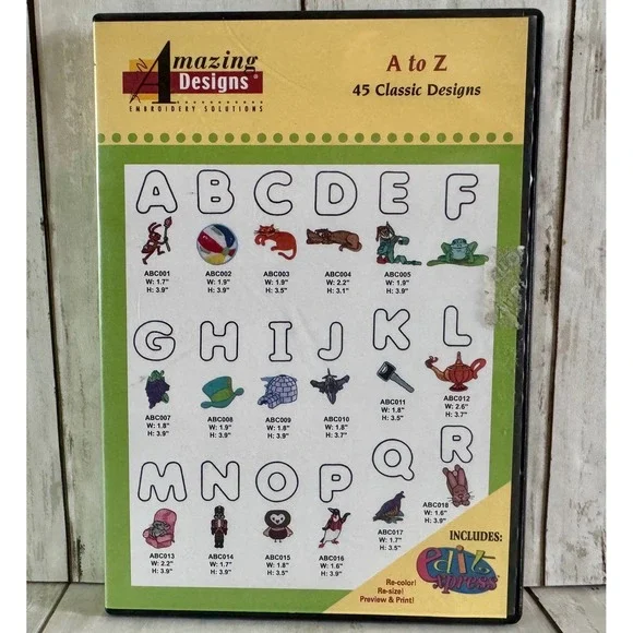 Amazing Designs A to Z Embroidery Designs Classic Fonts Alphabets CD Software