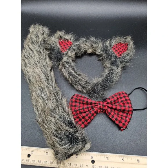 Big Bad Wolf Ears‎ Bowtie & Tail Halloween Costume Set Accessories ~ Cosplay