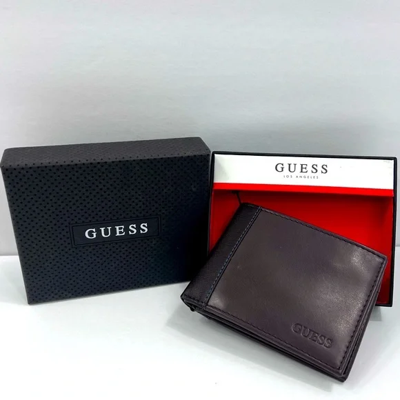 GUESS,MEN’S WALLET, BROWN, TRI FOLD, 9 CREDIT CARD HOLDER,4 HIDDEN COMPARTMENT