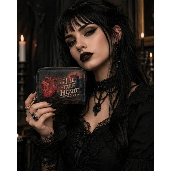 Edgar Allan Poe The Tell Tale Heart Mini Wallet Horror Goth Halloween New NWT