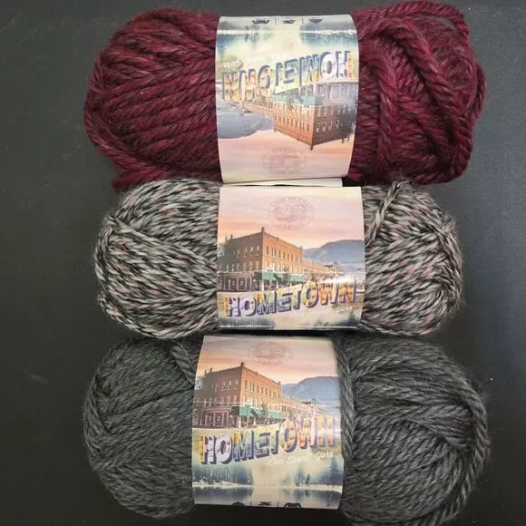 Lion Brand Yarns Hometown Yarn 3 Skeins- CHICAGO SALEM CREEK NORFOLK