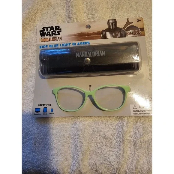 Star Wars The Mandalorian Kids Blue Light Glasses Grogu Baby Yoda Mint Green Cas