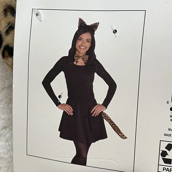 Leopard Cheetah Cat Costume Halloween Play Dress Up‎ 3 Piece Accessory Set