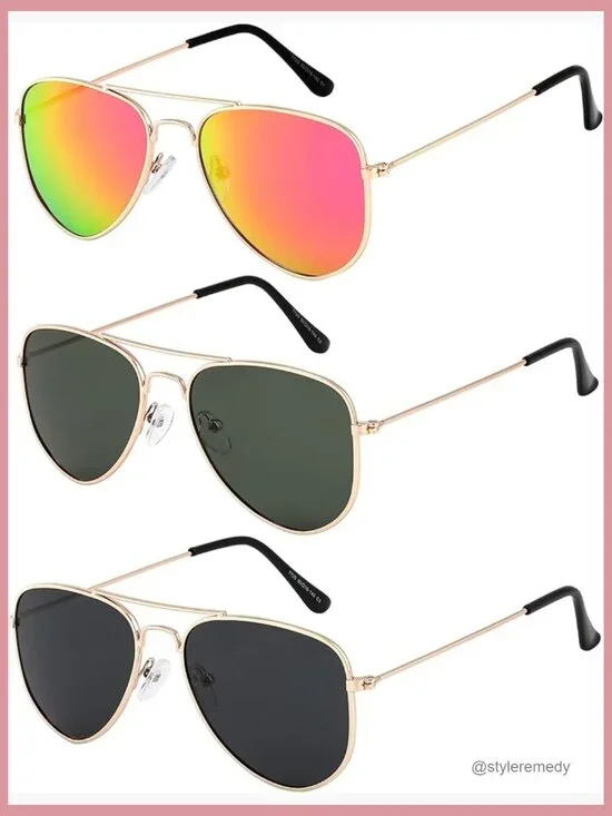 Metal Frame Polarized Aviator Sunglasses Multi-Pack Kids