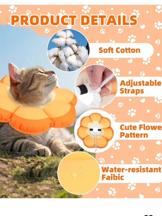 Cat Cone Collar Soft Recovery Flower Collar After Surgery Large