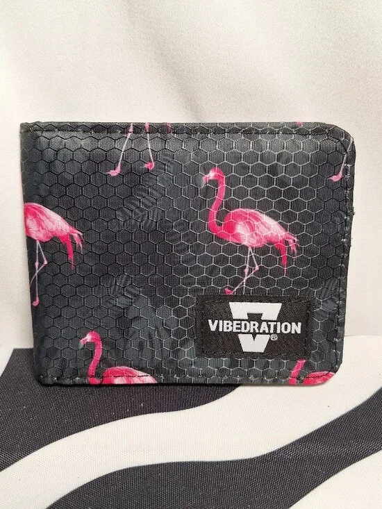 Vibedration Card Holder Folding Wallet - Flamingos - Used