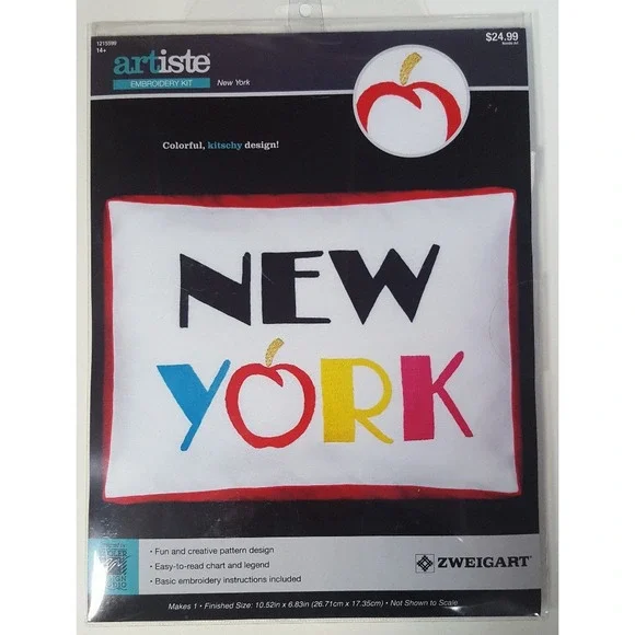 Artiste NEW YORK Cross Stitch Kit 1215599 Big Apple City Travel State Zweigart