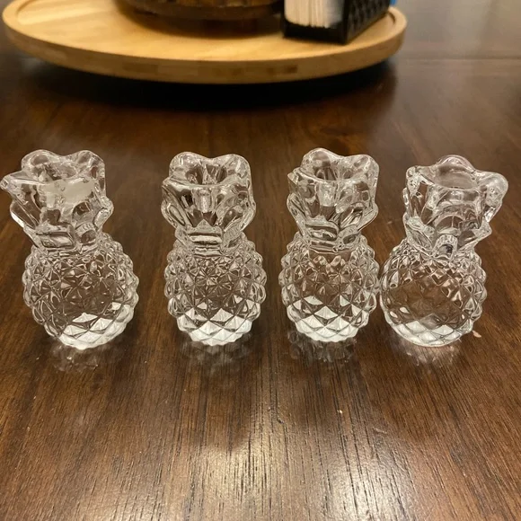 Crystal Pineapple Tiny Tapers Candle Holders by Williams Sonoma Set Of 4