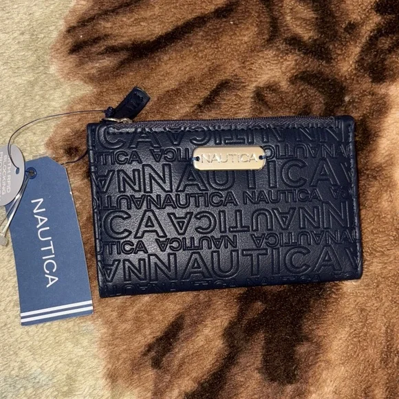 Nautica Blue Navy Embossed Card Holder