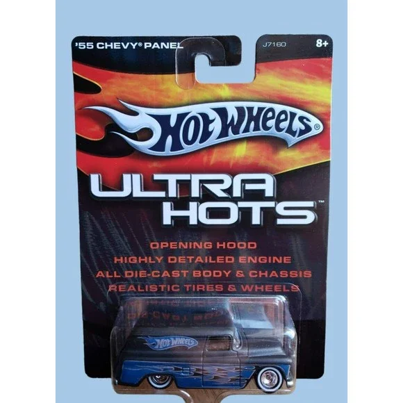 2005 Hot Wheels Ultra Hots '55 Chevy Panel Black Blue 1:64 Real Riders Die-Cast