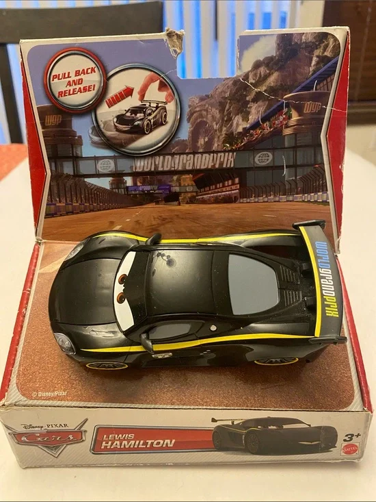 Disney Pixar Cars Lewis Hamilton Pull-Back Race Car - Black & Yellow
