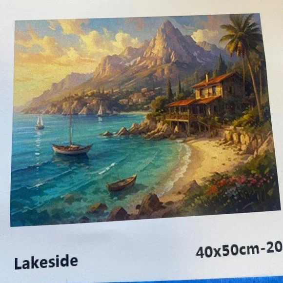 Entongstar Lakeside DIY Paint by Number Kit 40x50cm‎ Landscape Canvas
