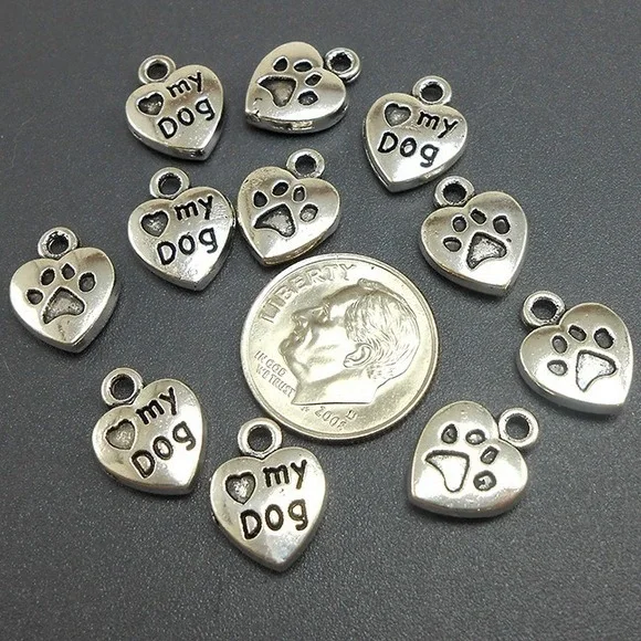 8pcs Love My Dog Heart Charms, jewelry making supplies‎