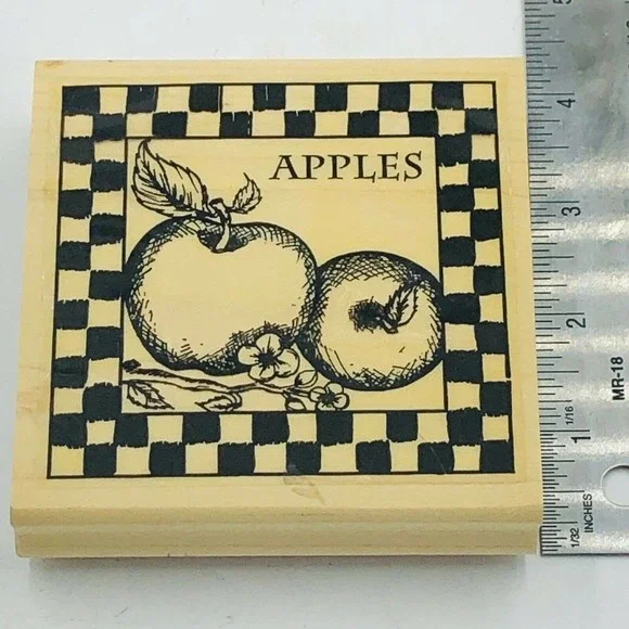 APPLES HAMPTON ARTS RUBBER STAMP WOOD MTD XL