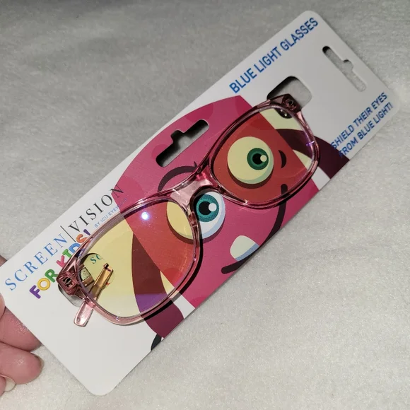 ICU Eyewear Kids Youth Screen Vision Blue Light Filtering Pink Oval Glasses New
